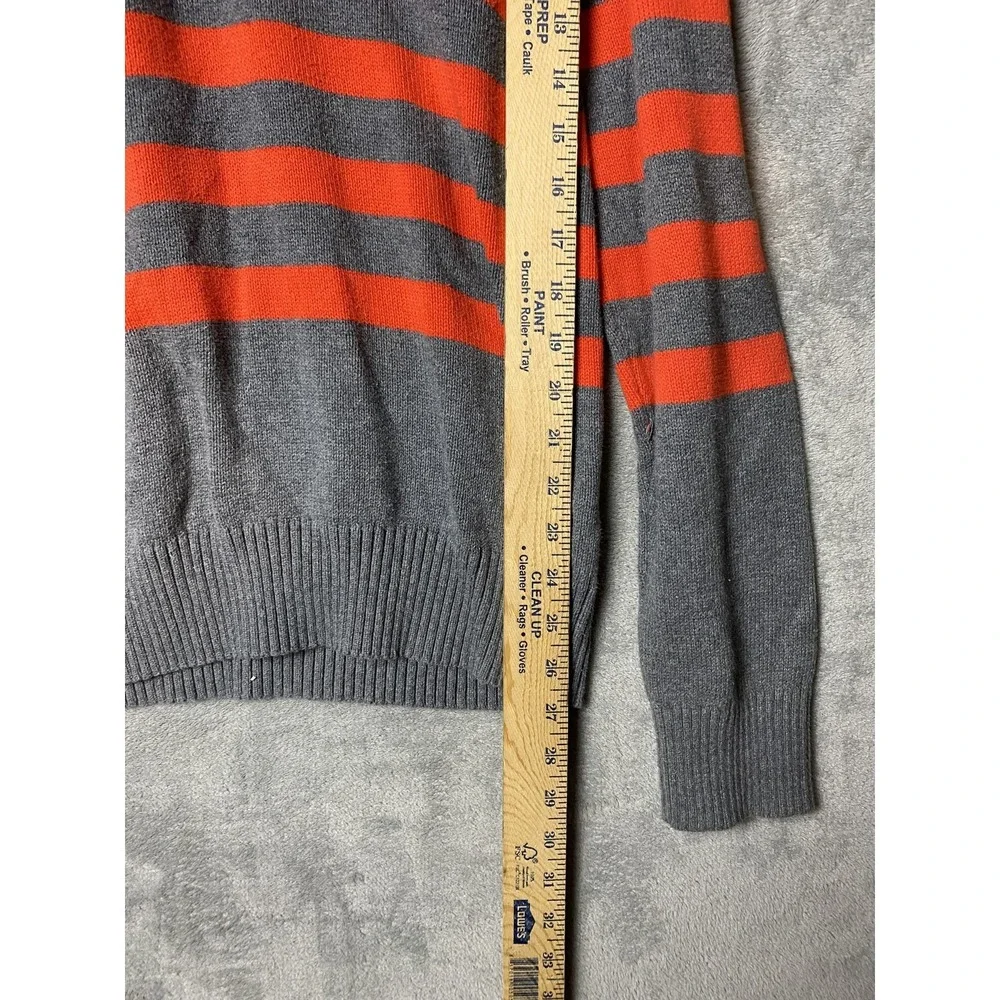 American Eagle Mens L Athletic Fit Sweater Gray Orange Striped